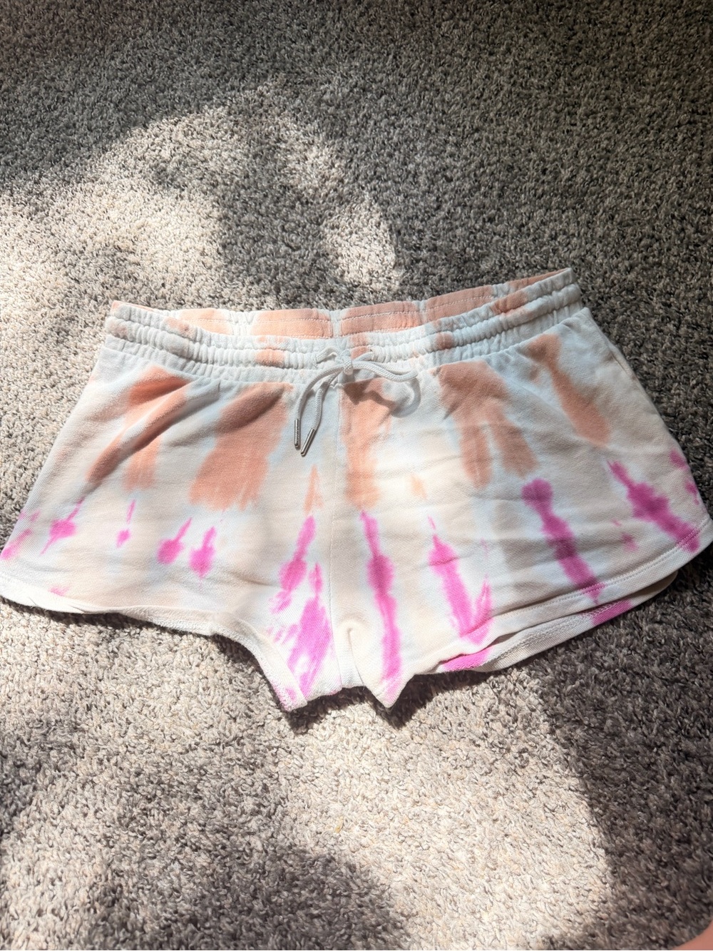 Z-Supply Tie-Dye Cozy Lounge Shorts - Pink & Peach Size Medium
